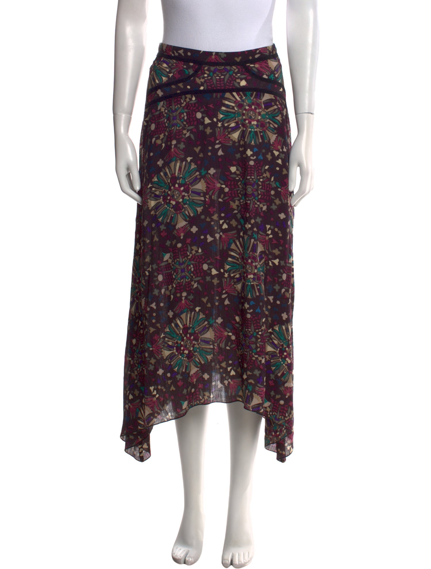 BA&SH Floral Print Midi Length Skirt