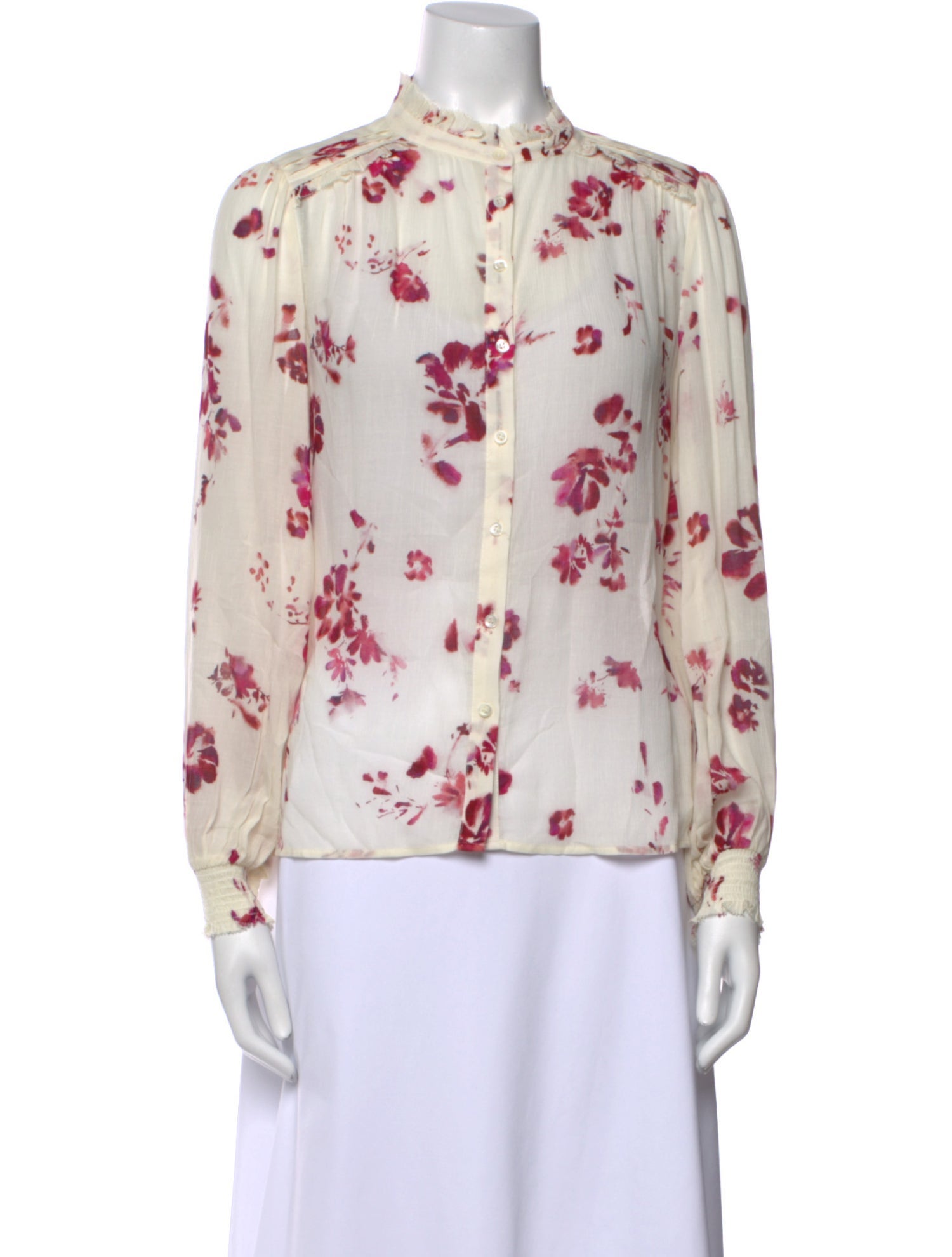 BA&SH Floral Print Mock Neck Blouse