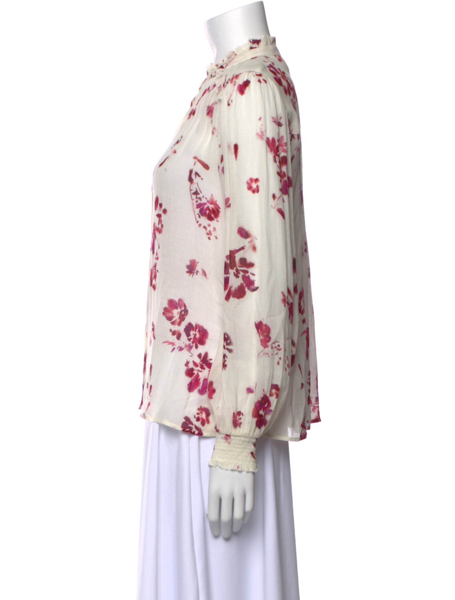 BA&SH Floral Print Mock Neck Blouse