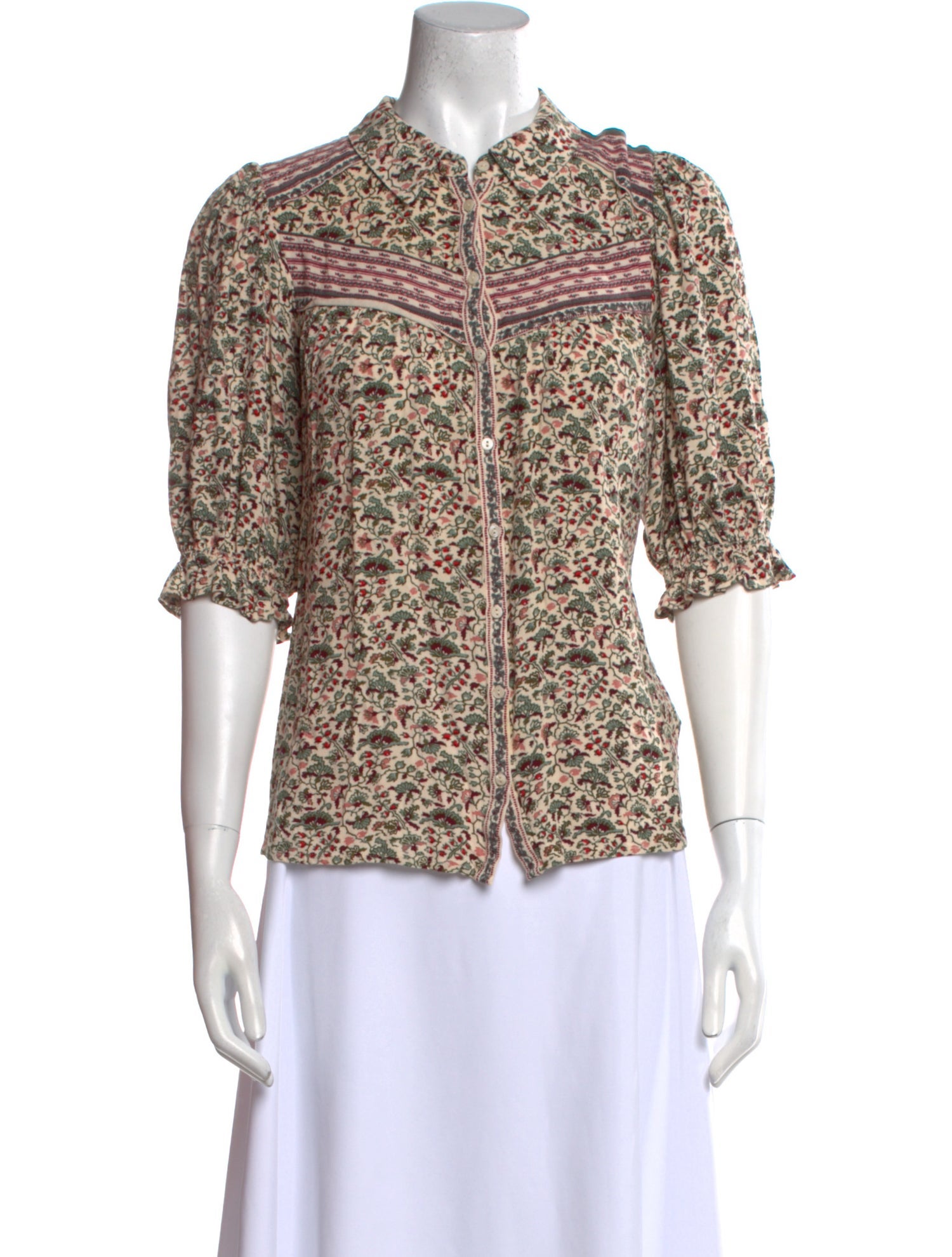 BA&SH Floral Print Mock Neck Top