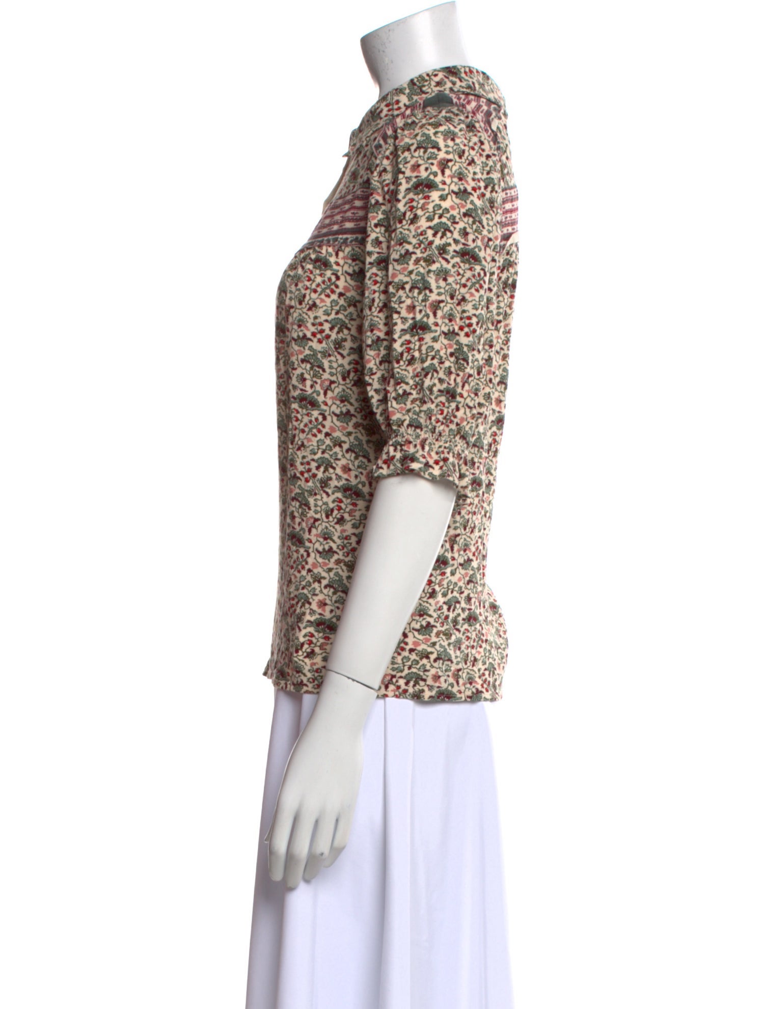 BA&SH Floral Print Mock Neck Top