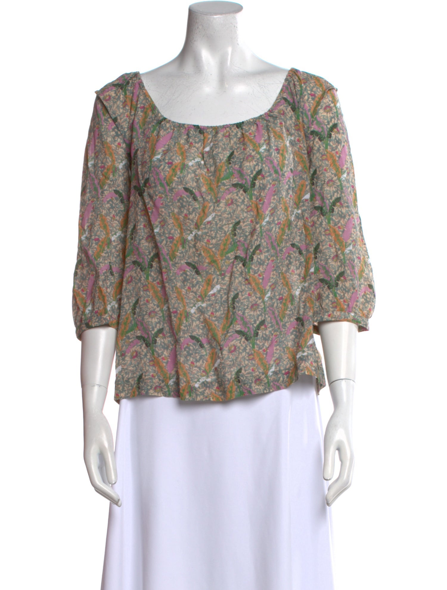 BA&SH Floral Print Scoop Neck Blouse