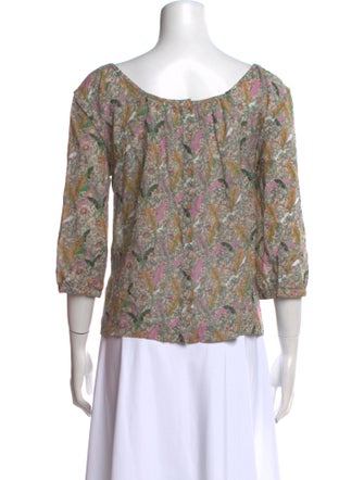 BA&SH Floral Print Scoop Neck Blouse