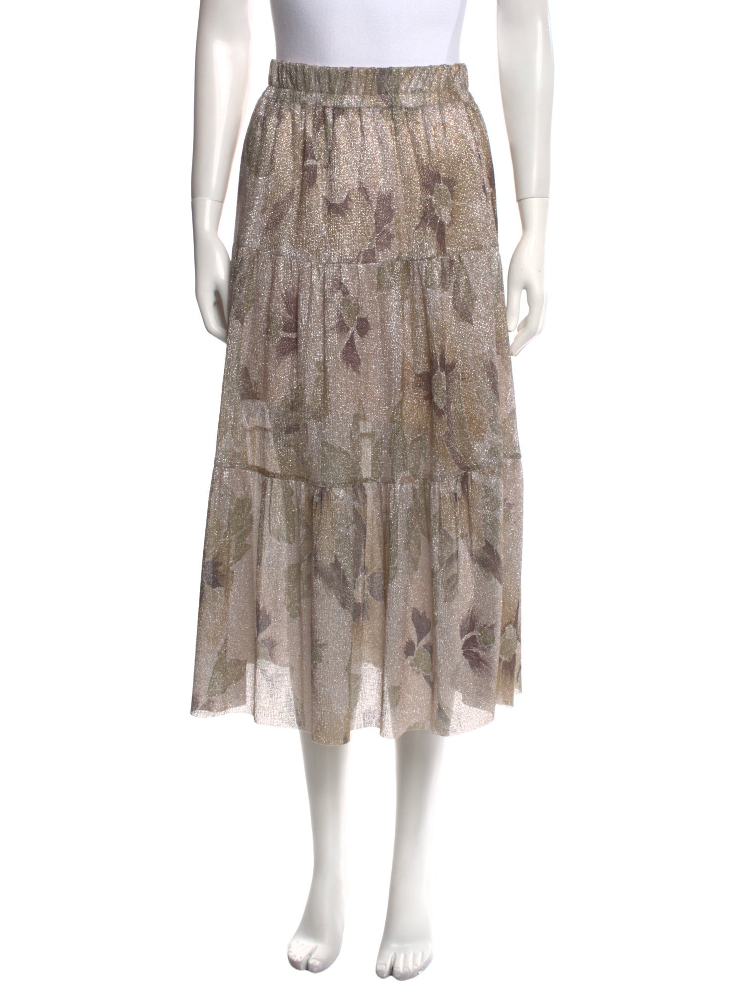 BA&SH Printed Midi Length Skirt