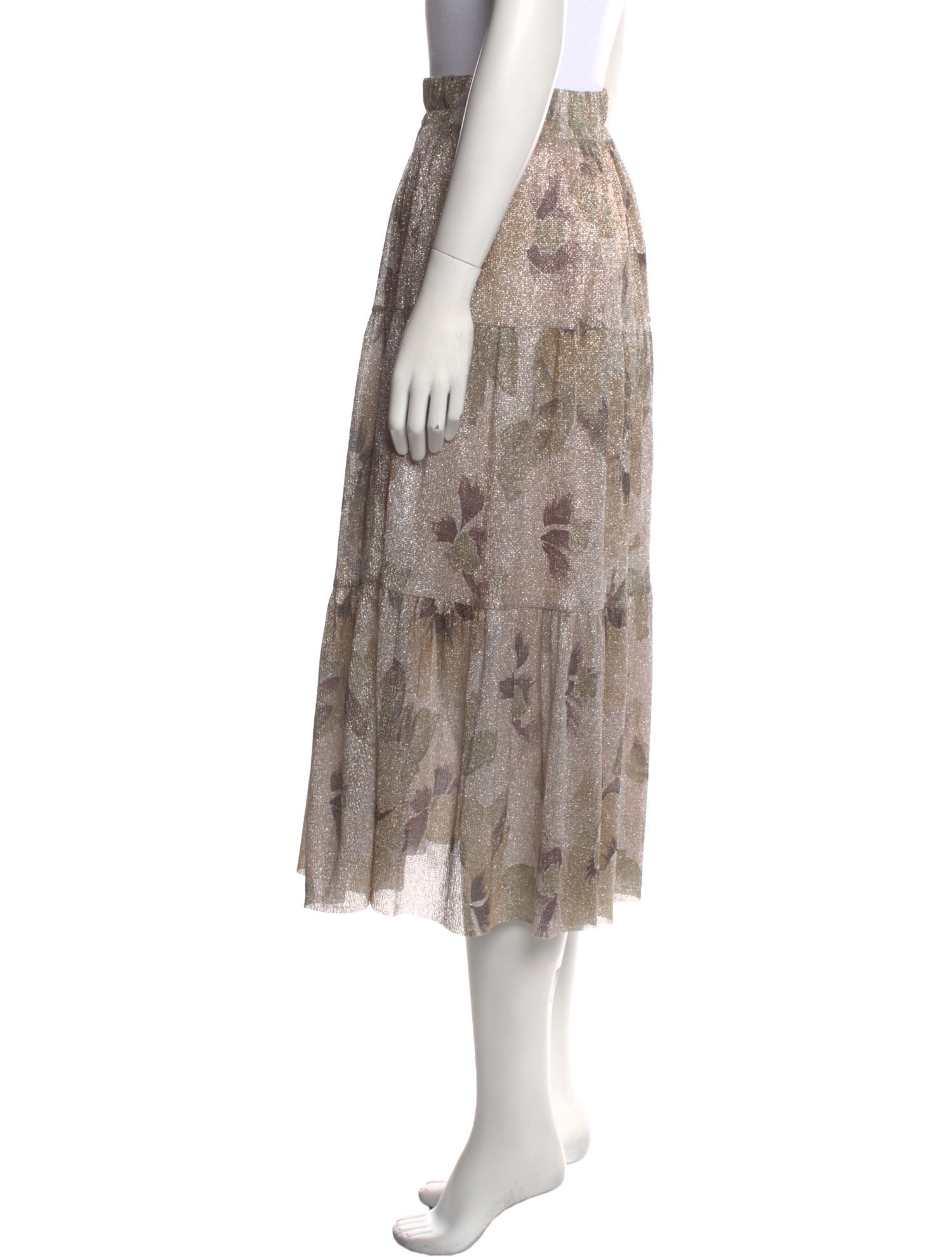 BA&SH Printed Midi Length Skirt