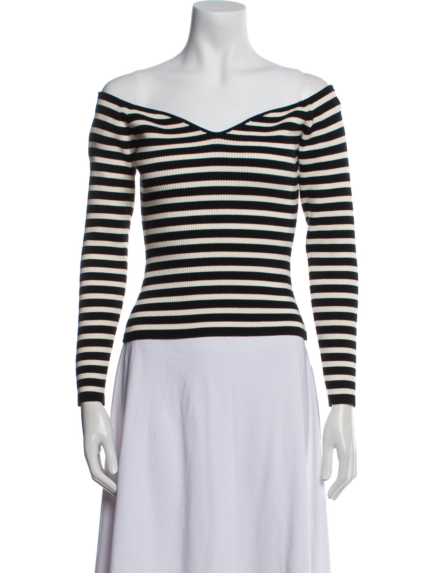 BA&SH Striped Off-The-Shoulder Crop Top