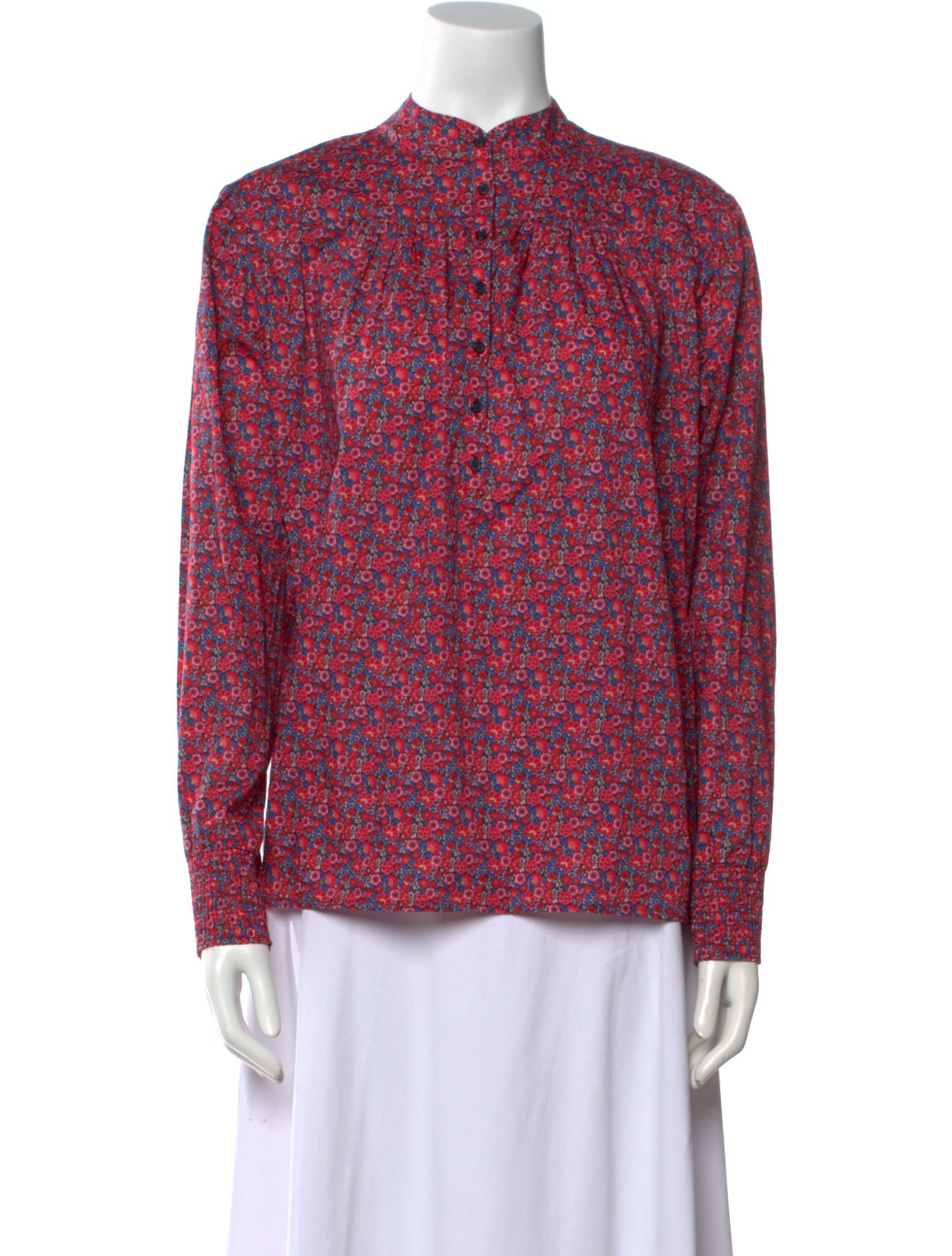 BA&SH Floral Print Mock Neck Blouse
