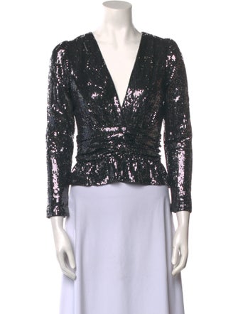 BA&SH Lace Pattern V-Neck Crop Top