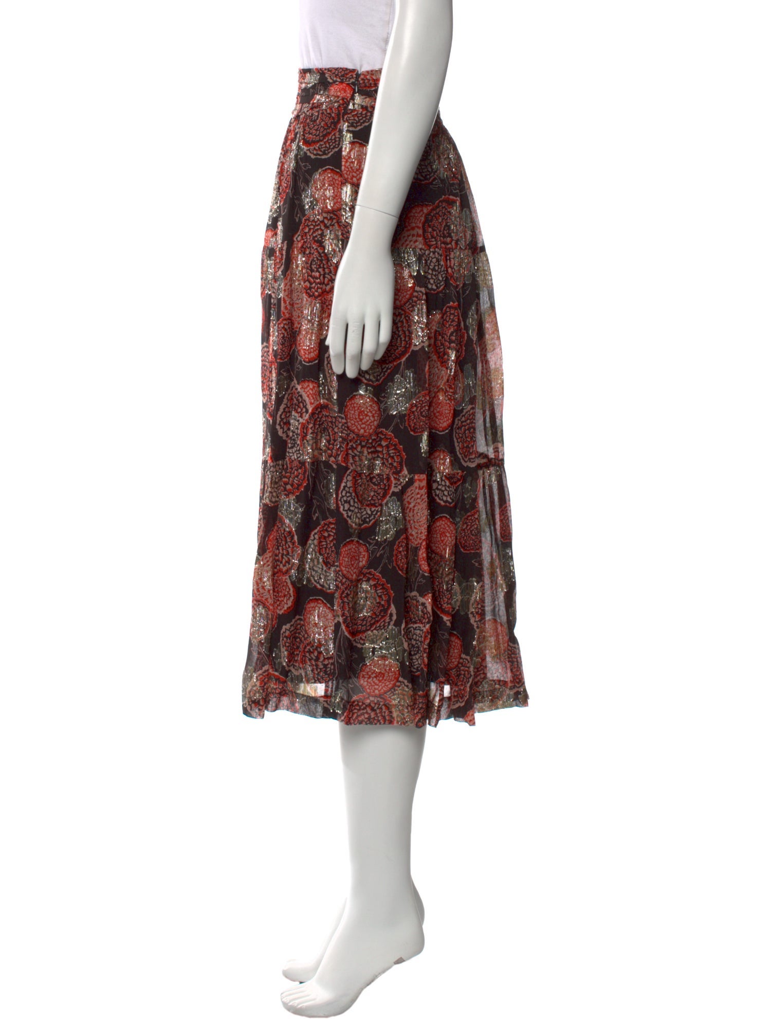 BA&SH Printed Midi Length Skirt