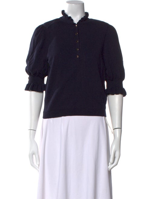 BA&SH Mock Neck Three-Quarter Sleeve Crop Top