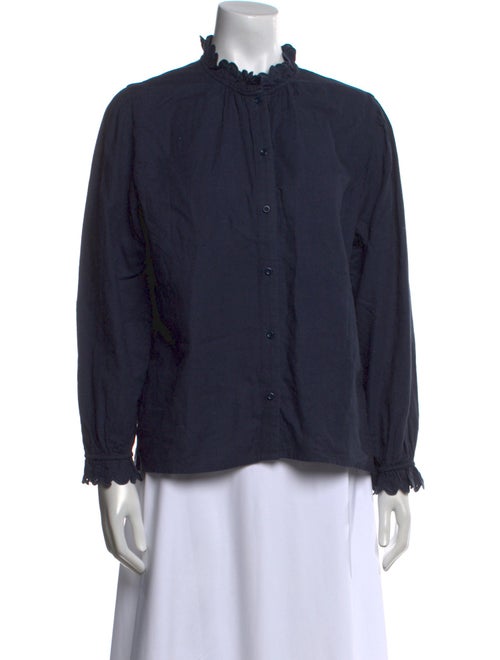 BA&SH Mock Neck Long Sleeve Button-Up Top