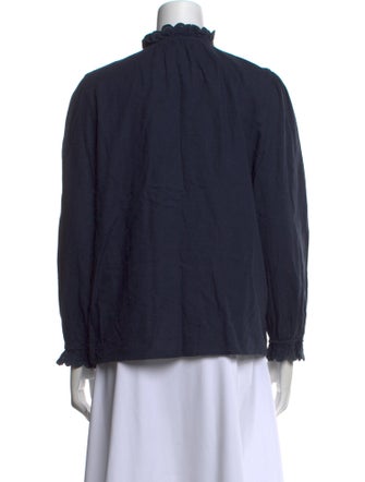 BA&SH Mock Neck Long Sleeve Button-Up Top