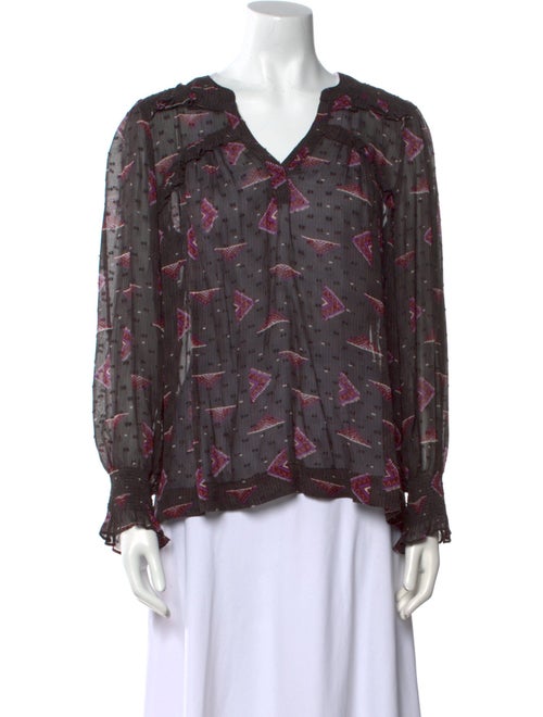 BA&SH Floral Print V-Neck Blouse