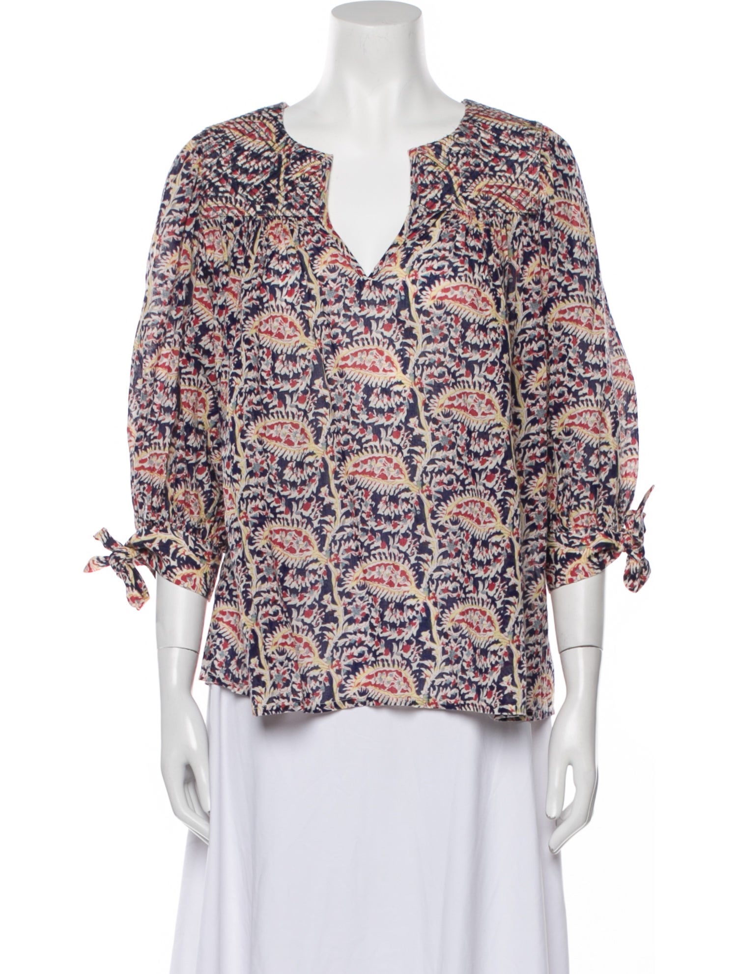 BA&SH Printed V-Neck Blouse
