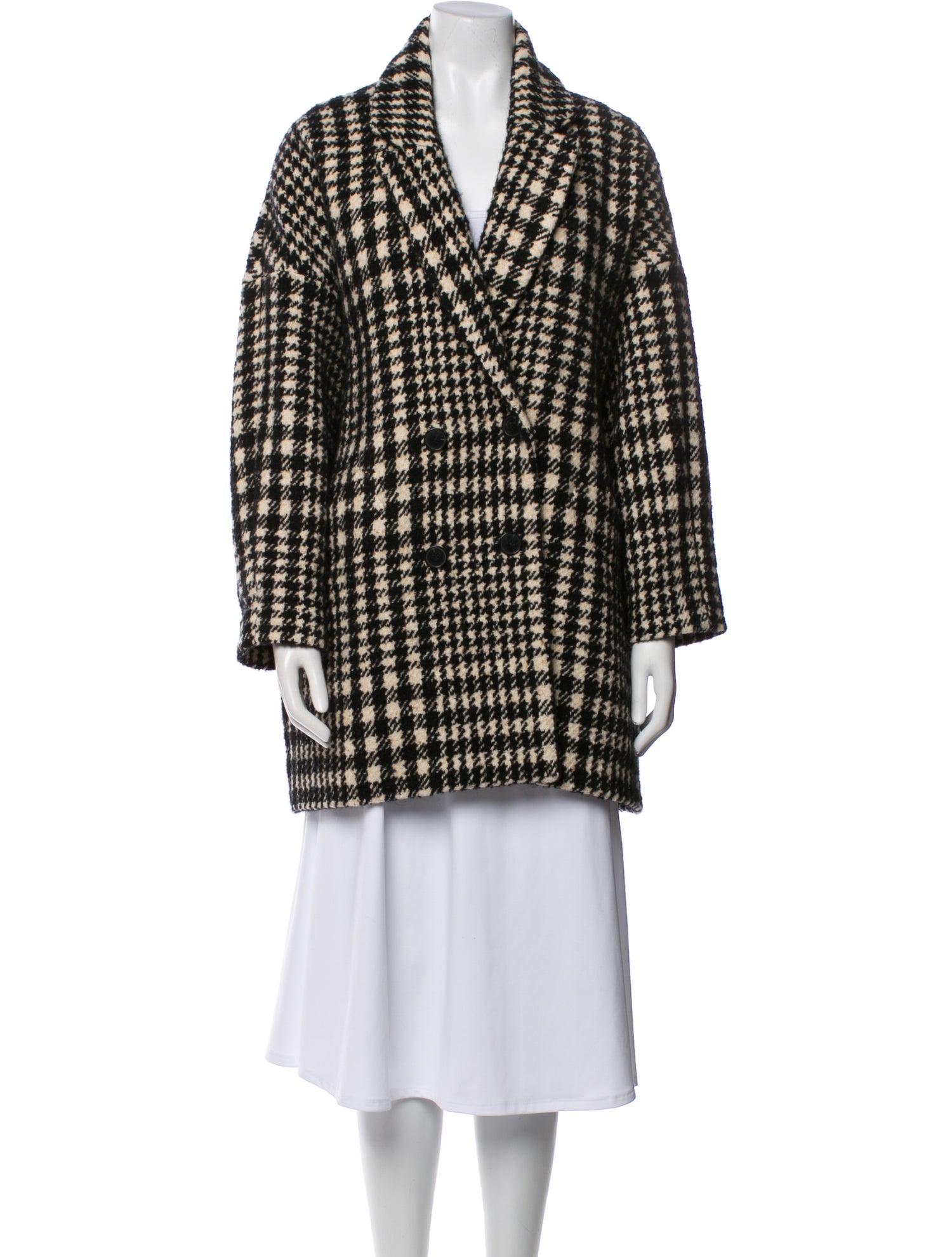 BA&SH Wool Plaid Print Coat