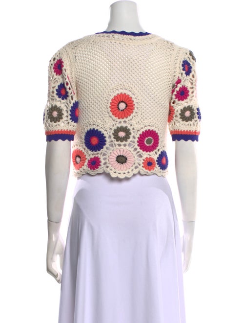 BA&SH Crochet Floral Print Crop Top