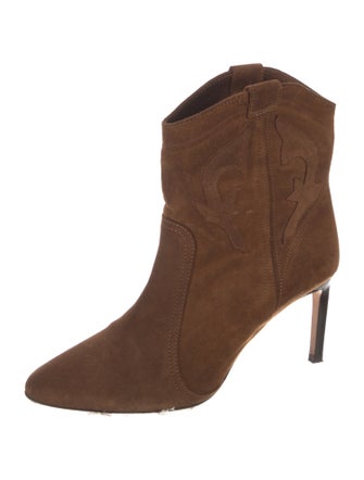 BA&SH Suede Embroidered Accent Western Boots