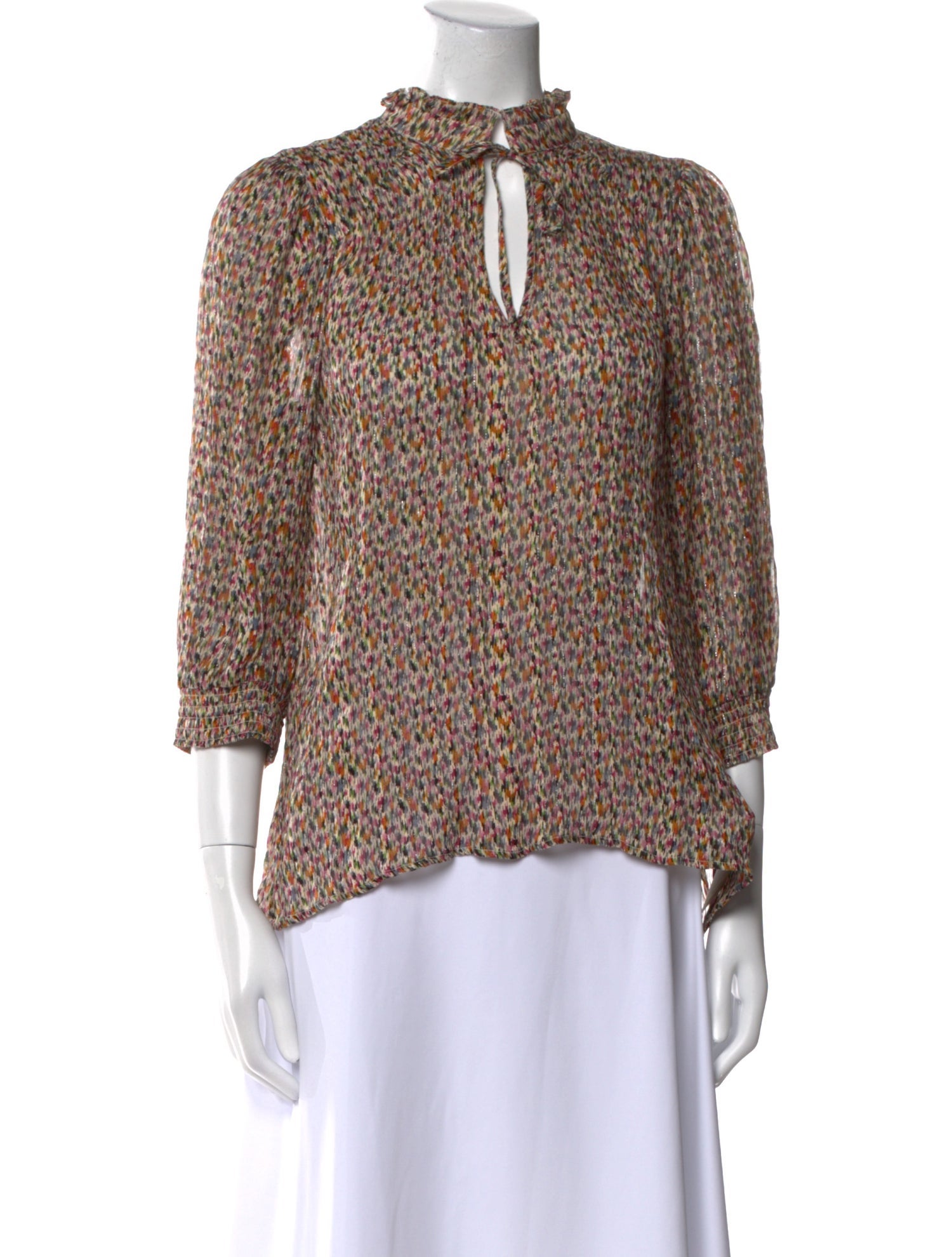 BA&SH Printed Tie Neck Blouse