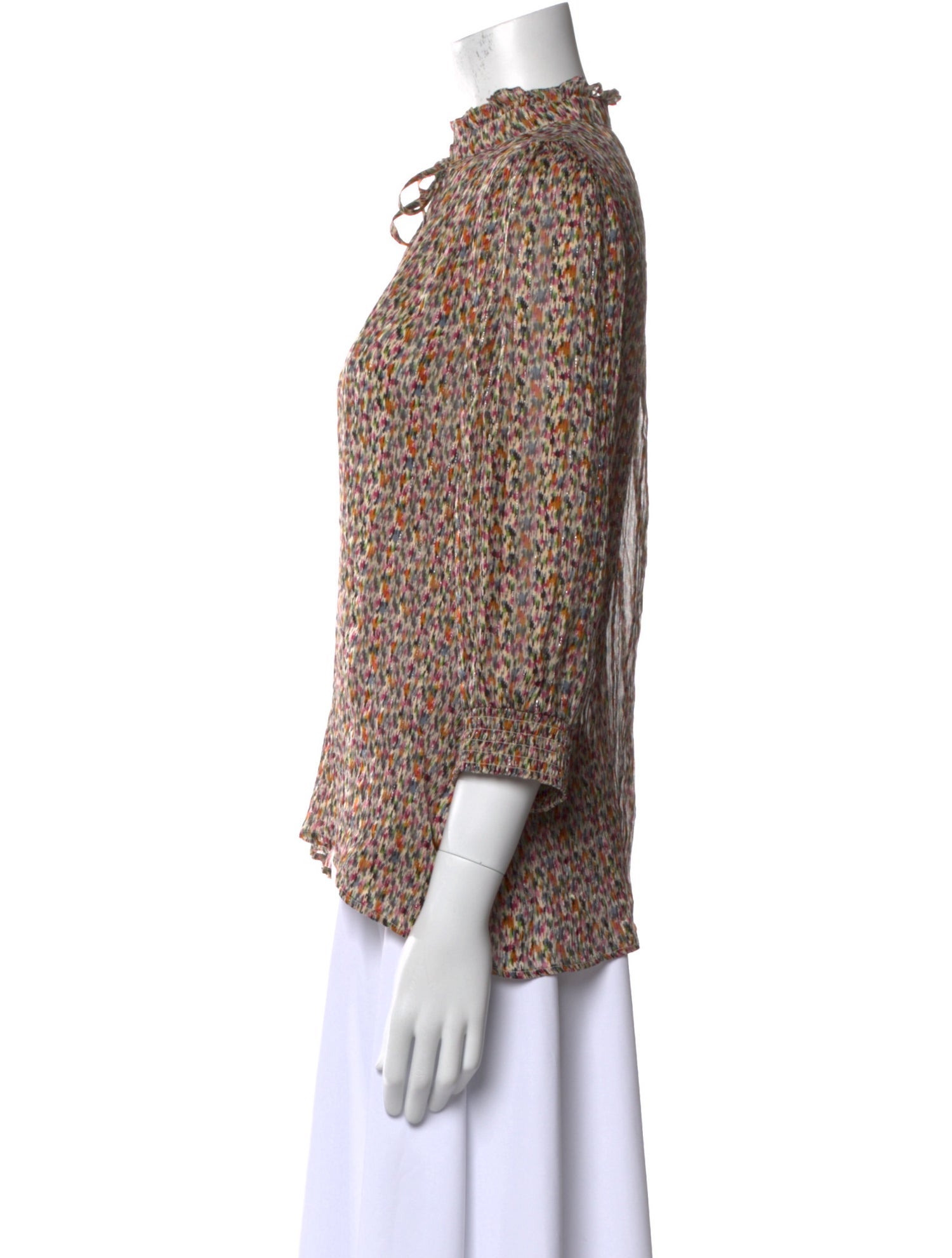 BA&SH Printed Tie Neck Blouse