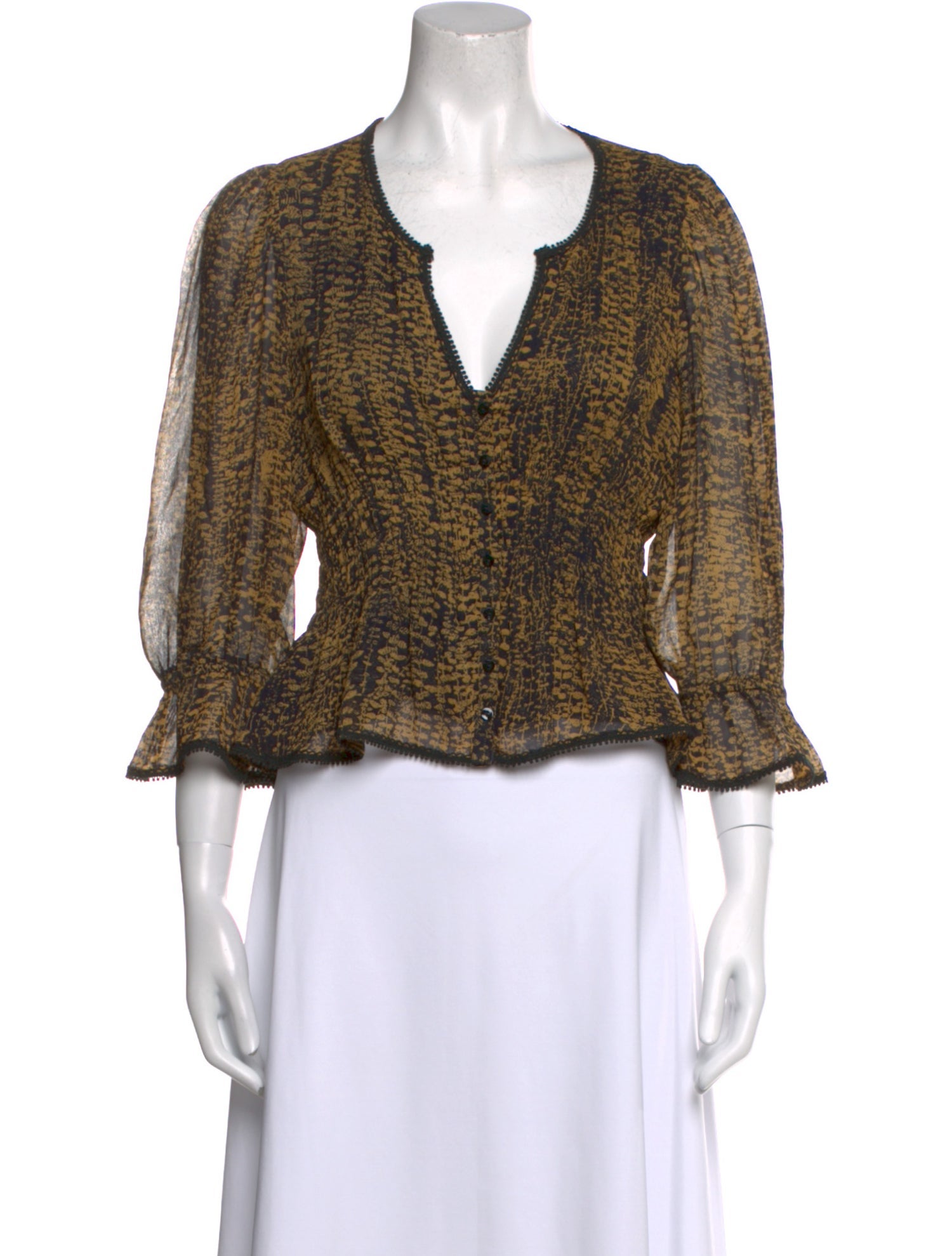 BA&SH Printed V-Neck Crop Top