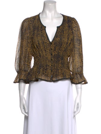 BA&SH Printed V-Neck Crop Top