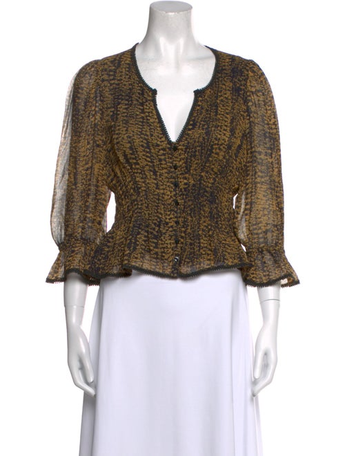 BA&SH Printed V-Neck Crop Top