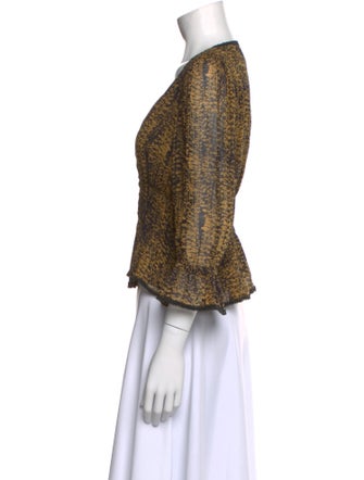 BA&SH Printed V-Neck Crop Top