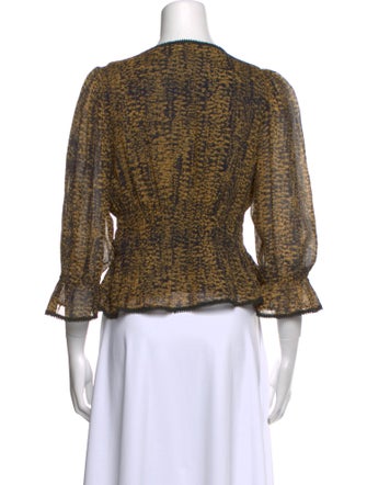 BA&SH Printed V-Neck Crop Top