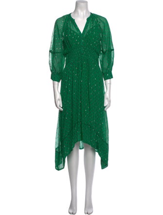 BA&SH Polka Dot Print Midi Length Dress