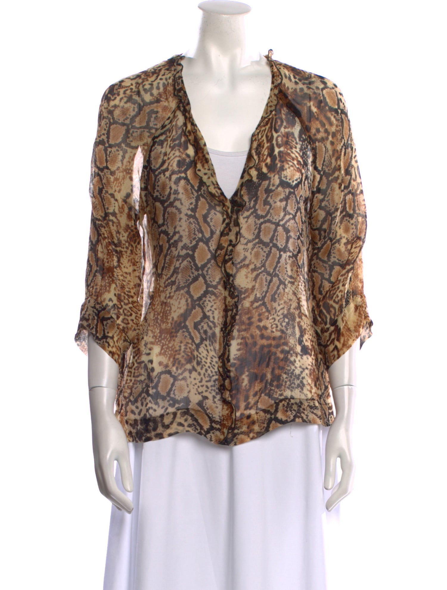 BA&SH Animal Print V-Neck Blouse