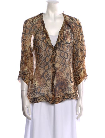 BA&SH Animal Print V-Neck Blouse