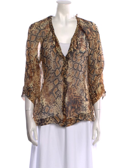 BA&SH Animal Print V-Neck Blouse