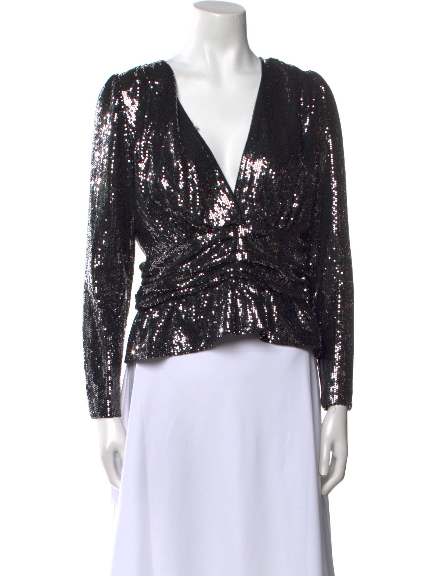 BA&SH Patterned V-Neck Crop Top