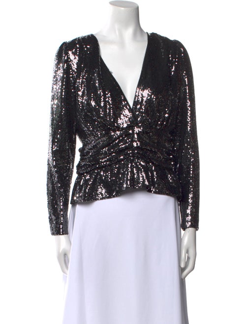 BA&SH Patterned V-Neck Crop Top