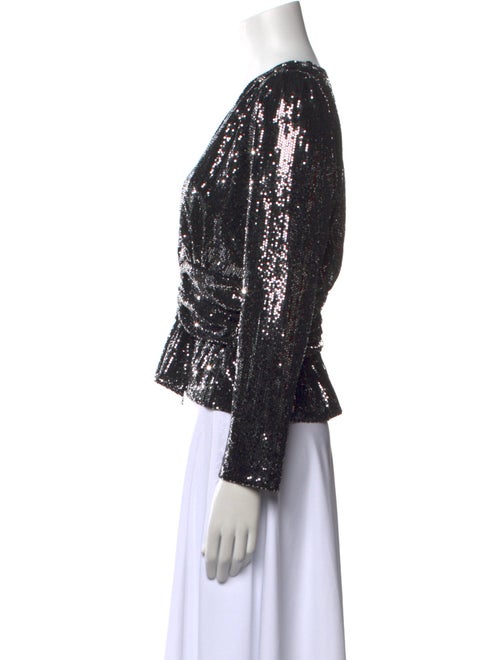 BA&SH Patterned V-Neck Crop Top