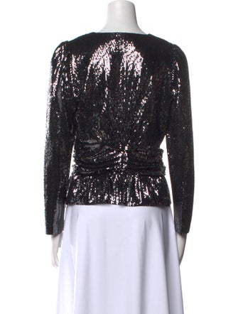 BA&SH Patterned V-Neck Crop Top