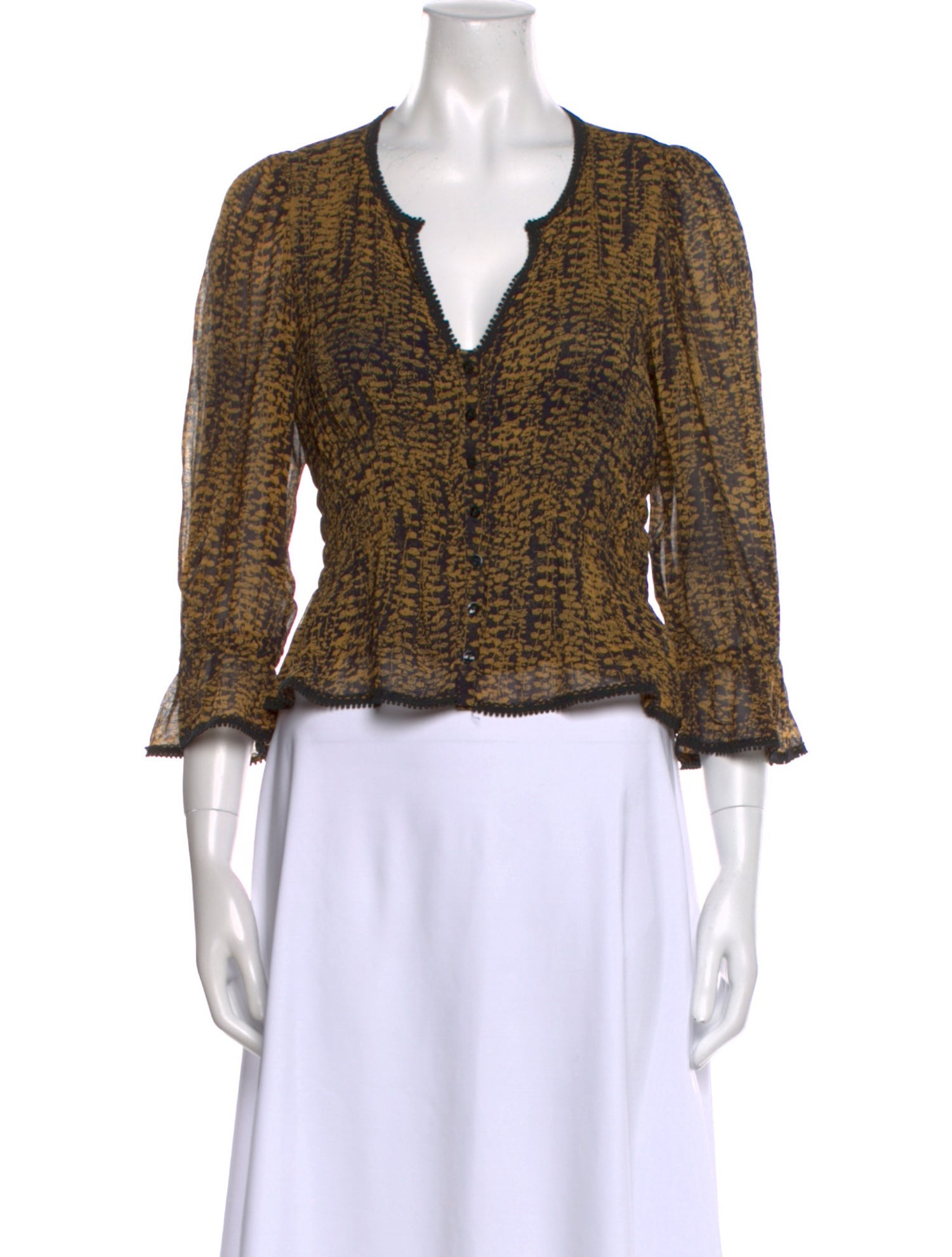 BA&SH Printed V-Neck Crop Top