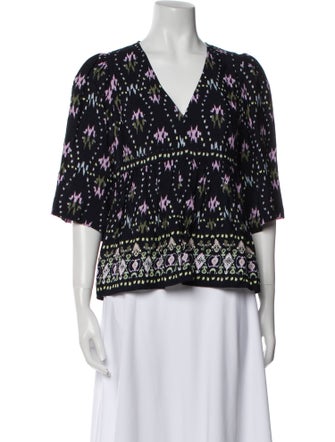 BA&SH Printed V-Neck Blouse