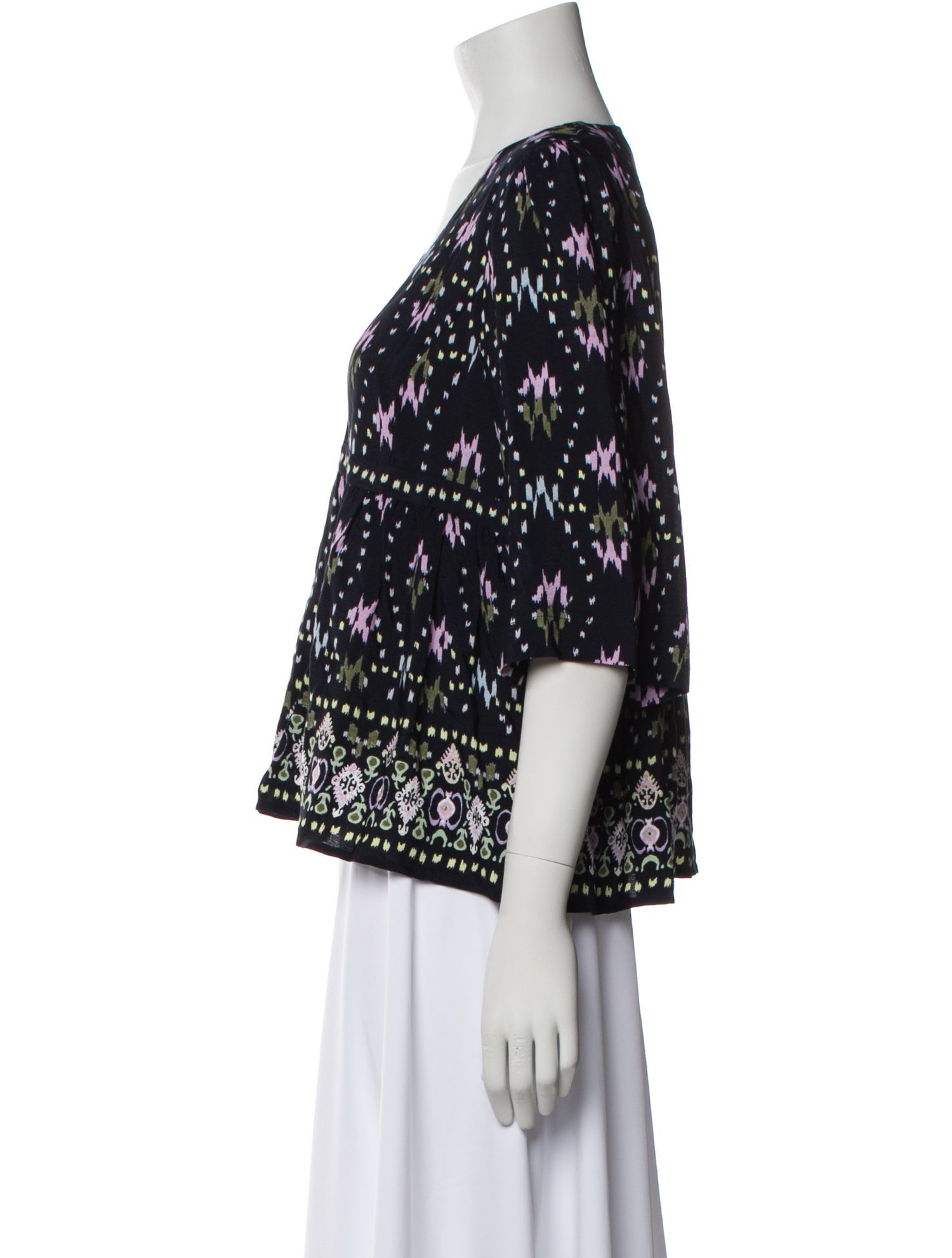 BA&SH Printed V-Neck Blouse