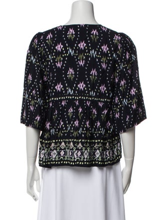 BA&SH Printed V-Neck Blouse