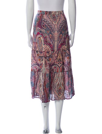 BA&SH Paisley Print Midi Length Skirt