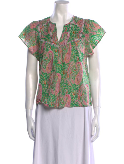 BA&SH Paisley Print V-Neck Blouse