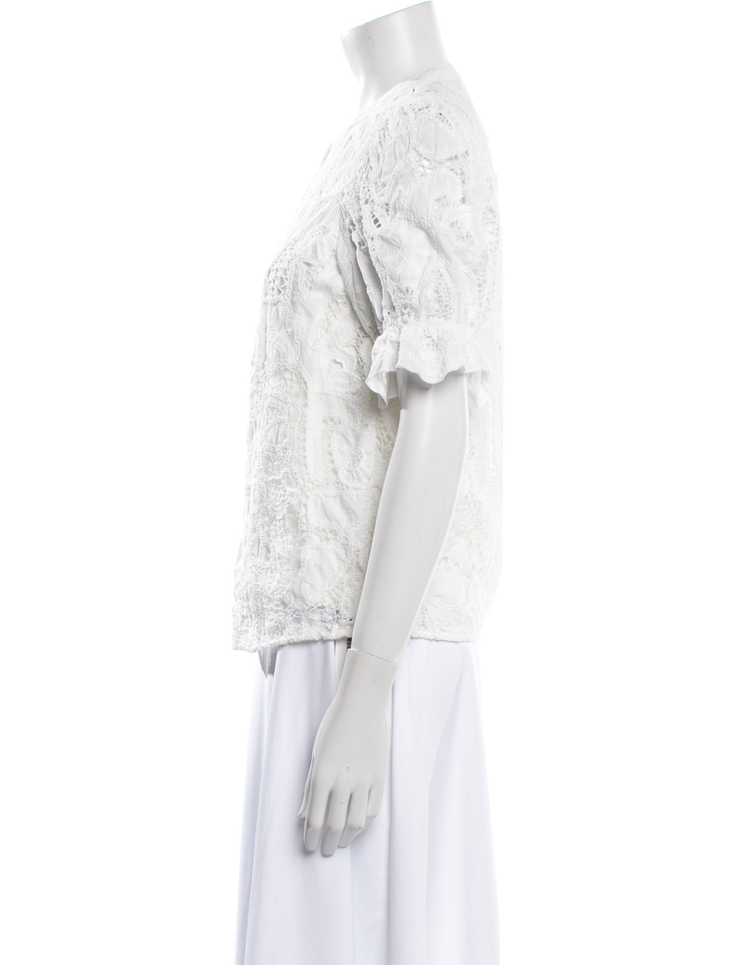 BA&SH Lace Pattern Mock Neck Blouse