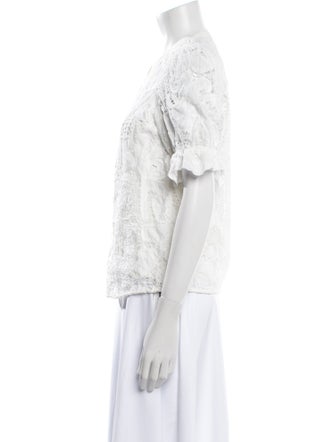 BA&SH Lace Pattern Mock Neck Blouse