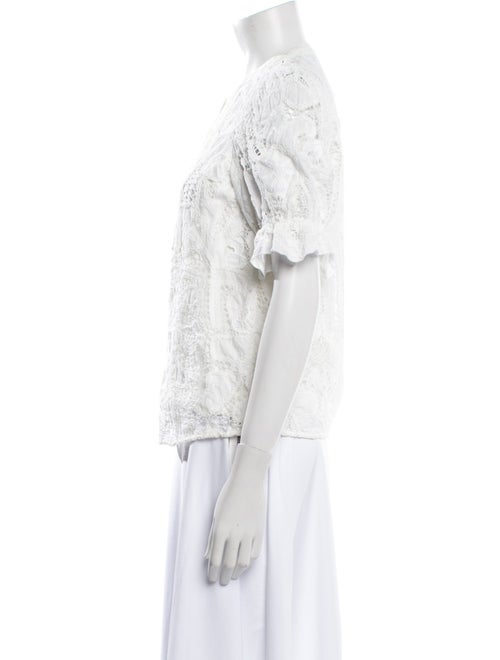 BA&SH Lace Pattern Mock Neck Blouse