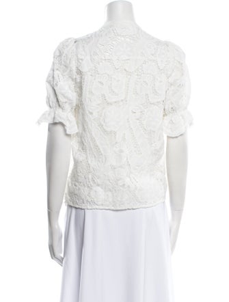 BA&SH Lace Pattern Mock Neck Blouse