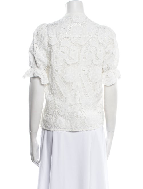 BA&SH Lace Pattern Mock Neck Blouse