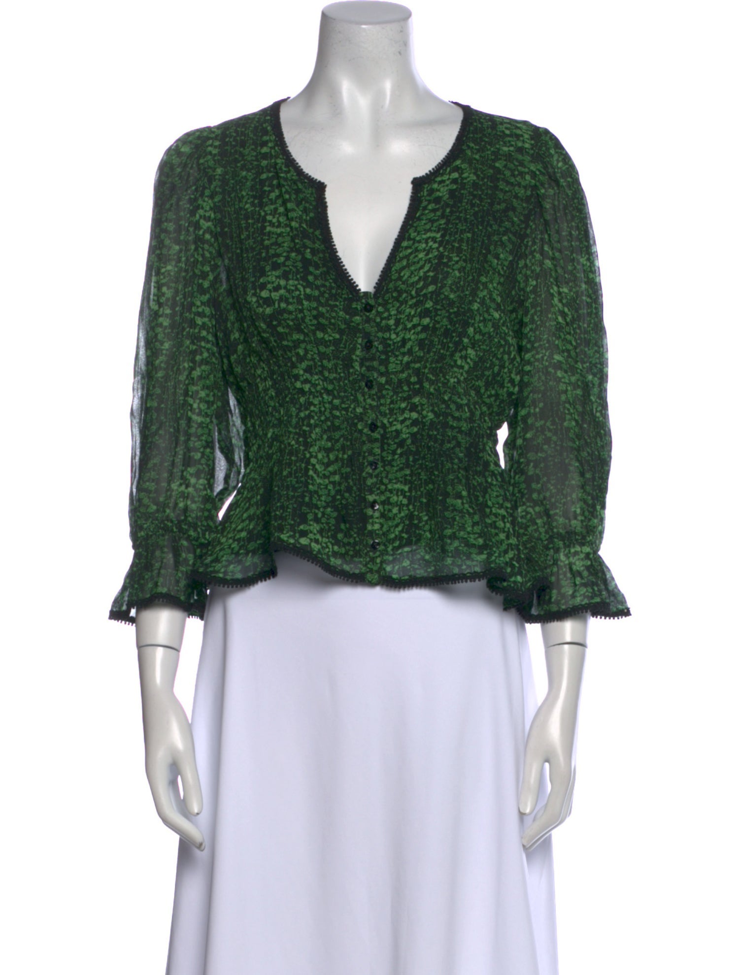 BA&SH Printed V-Neck Crop Top