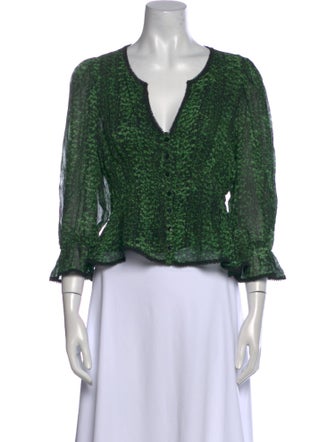 BA&SH Printed V-Neck Crop Top