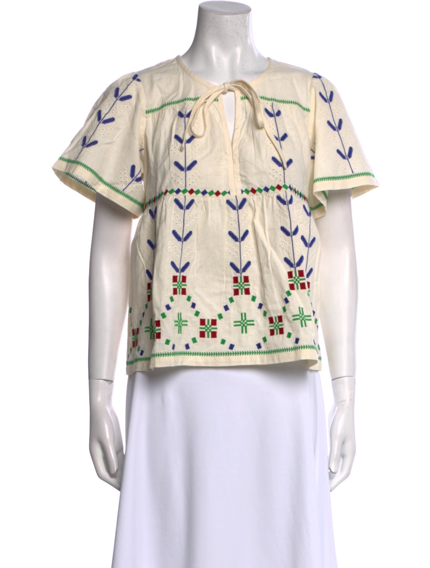 BA&SH Printed Tie Neck Blouse